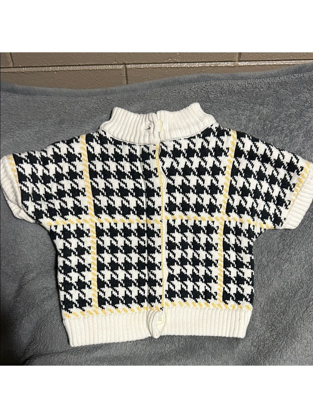 Janie and Jack Kids Houndstooth Cardigan - Black, White, Yellow